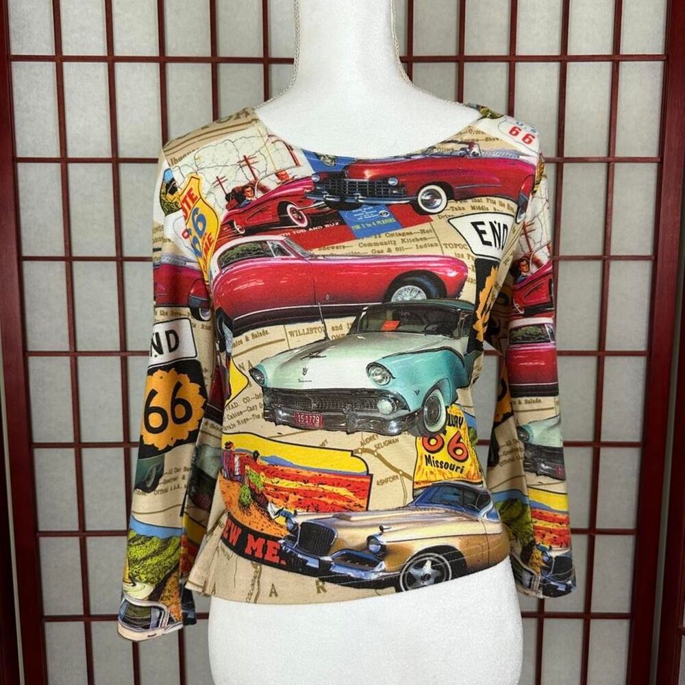 Vintage 90s Route 66 Retro Car All Over Print Shirt Large